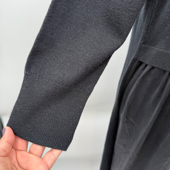 Sundance Dress Women Medium Black Wool Sweater Silk Blend Preppy Minimal Luxury - Picture 3 of 15